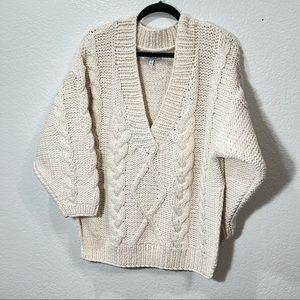 & Other Stories cream v neck cotton sweater oversized Small